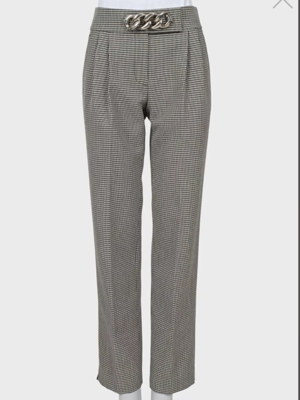 $700 ALEXANDER WANG
Hi waist Straight trousers wool houndstooth silver chain